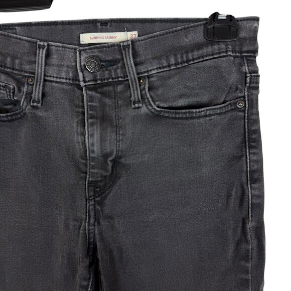 Levi's Jeans Women's 27 Black Denim Stretch Mid-Rise Slimming Skinny Leg Zip Fly - Picture 5 of 16